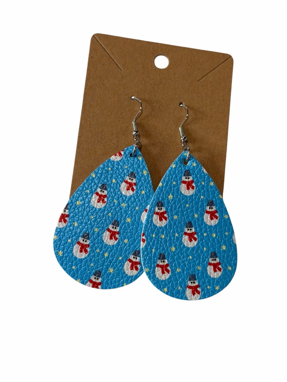 Blue Snowman Teardrop Earrings for Women